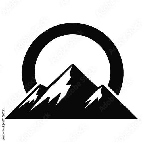 Stunning mountain peak logo design with circle, perfect for outdoor adventure brand