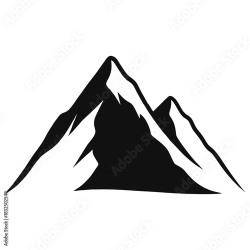 Striking black and white mountain range silhouette for logo design and branding