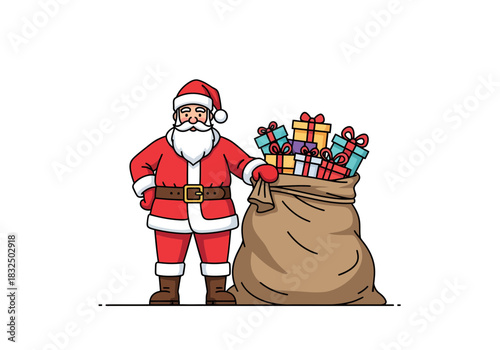 Santa Claus with sack of Christmas gifts