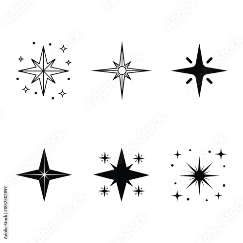 Sparkling stars vector collection for festive designs and magical creative projects
