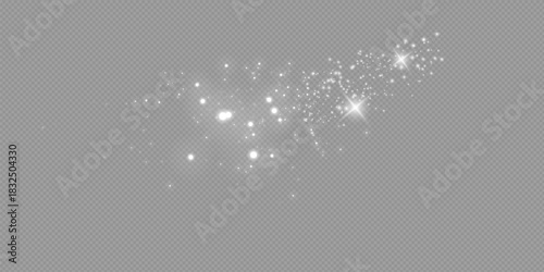 Falling Snow on Gray, Vector. Christmas Weather. .Glow light effect. Vector illustration. Christmas flash. dust.