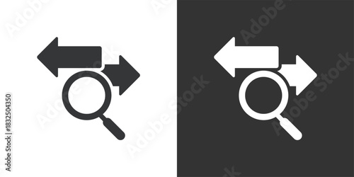 Directional Search icon. Solid glyph series icon