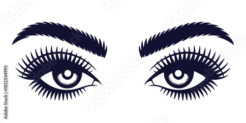 Stylized female eyes silhouette vector illustration