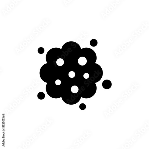 Stylized cancer cell icon isolated on white background, showing irregular cell structure for medical research, oncology education, and health awareness visuals.