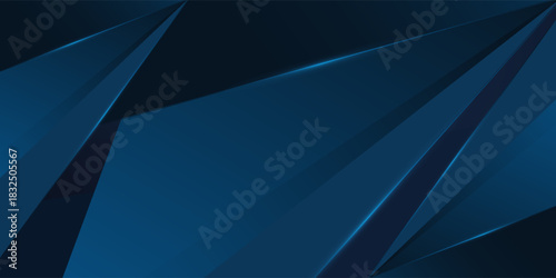 3d modern dark blue overlap abstract background with shiny lines layers. Texture with light blue triangle element decoration. Vector illustration for modern presentation background, banner