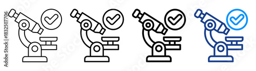 Microscope Check Icon Different Style Outline Collection Set