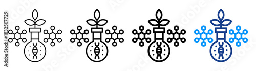 Molecular Biology Icon Different Style Outline Collection Set
