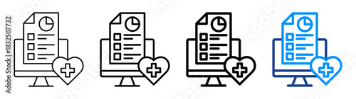 Health Data Icon Different Style Outline Collection Set