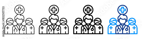 Medical Team Icon Different Style Outline Collection Set