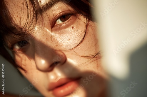 A close-up portrait of an Asian woman’s face in profile