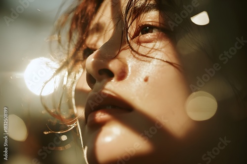 A close-up portrait of an Asian woman’s face in profile