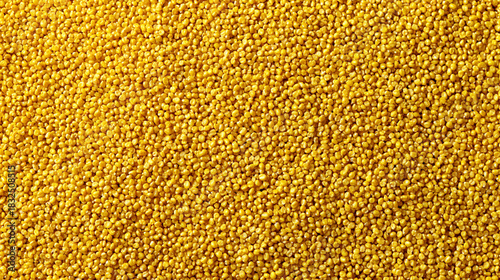 bright yellow raw millet grains forming an organic cereal background with rich natural texture, creating a healthy food concept with warm color and rustic detail