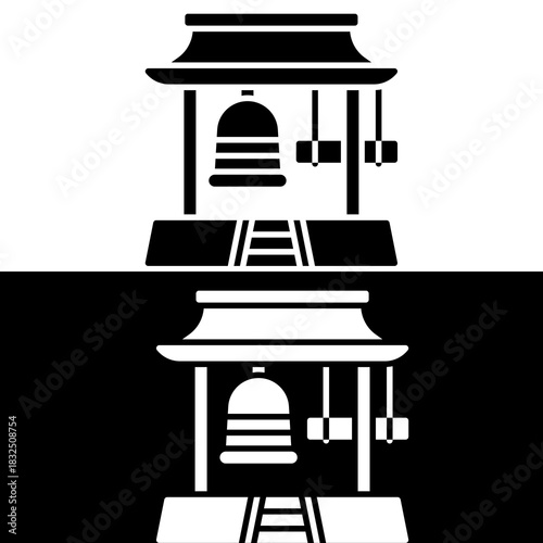 Japanese Shinto Shrine Bell Tower or Temple Gate Icon