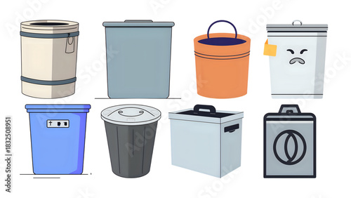 vector trash and tub icon