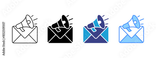 Email Marketing icon set multiple style collection
