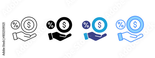 Commission icon set multiple style collection