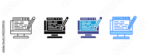 Blogging  icon set multiple style collection