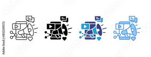 Social Media Marketing icon set multiple style collection