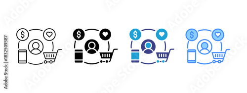Shopping icon set multiple style collection