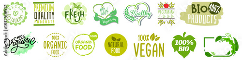 Eco friendly food labels perfect for organic products and vegan restaurants alike