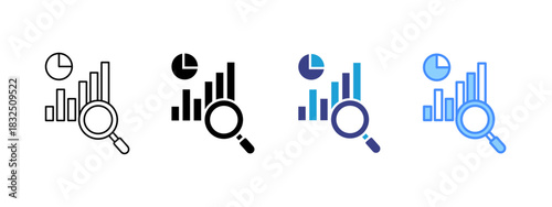 Research  icon set multiple style collection
