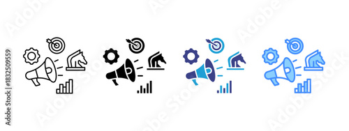 Marketing Strategy icon set multiple style collection