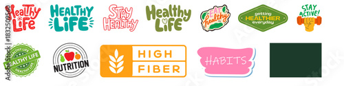 Inspiring health and wellness badges promote healthy lifestyle and active habits