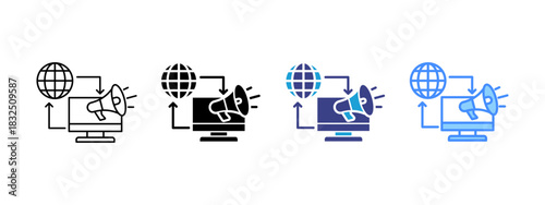 Marketing icon set multiple style collection