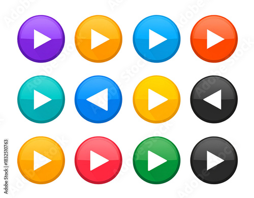 Free Download Minimalist Play Button Icon Pack with Flat Design Style, Transparent Background - GFXLoad