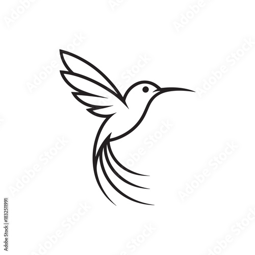 Modern hummingbird colorful nature emblem design