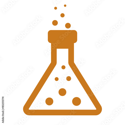 Science lab flask icon with bubbling liquid, representing experimentation and scientific research