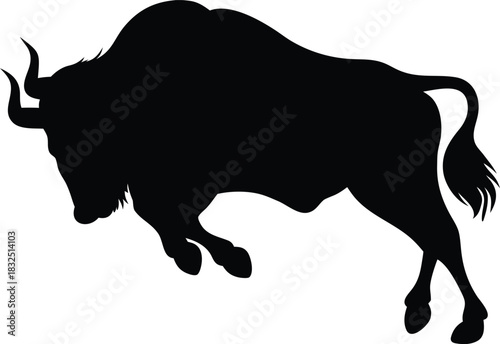 Bull Silhouette Icon | Strong Animal Ranch Graphic Symbol