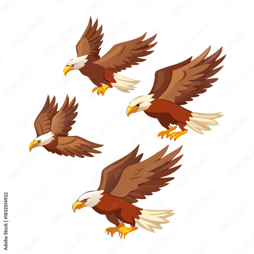 Fototapeta premium Flying eagle. Sprites for 2d animation