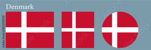 set of Denmark flag icon vector illustration  