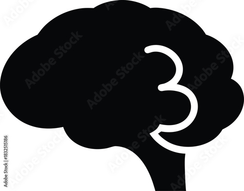 Brain Silhouette Icon | Human Mind Symbol