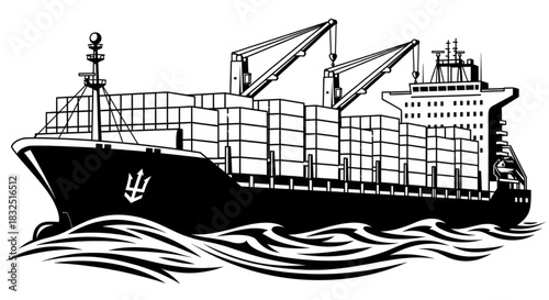 Container Ship Transporting Global Cargo Across Ocean Waves for Logistics Industry Import Export