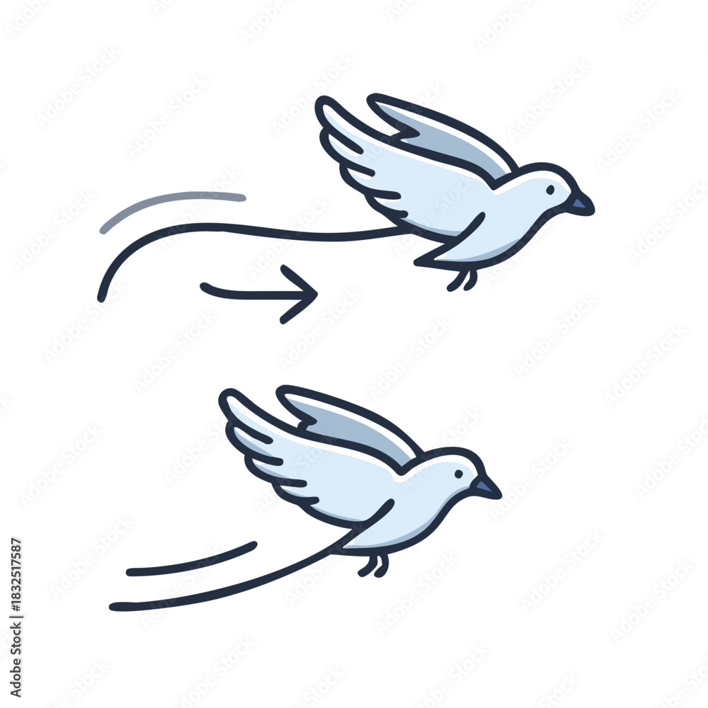 Obraz premium Full cycle of bird's flying. Animated sequences for animal motion design 