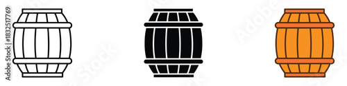 Wooden barrel icon vector. rustic, old fashioned brewery symbol. vector illustration.
