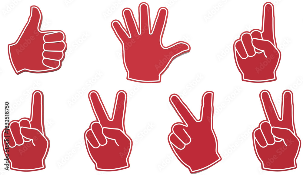 Fototapeta premium Foam Hand Gesture Vector with Red Finger Signs