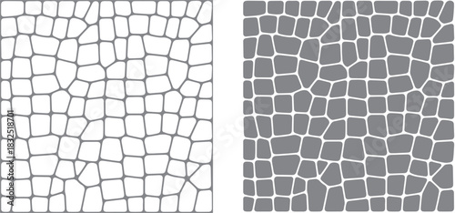 stone on ground silhouette broken tiles mosaic pattern texture interior background line art design vector illustration