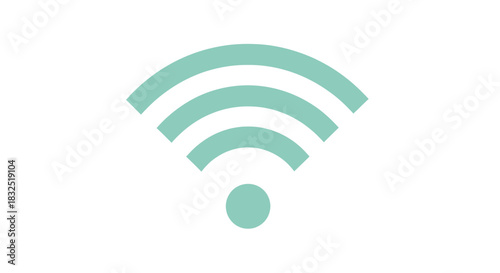 A minimalist mint green Wi-Fi symbol representing wireless internet connectivity on a plain white background.