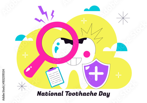 National Toothache Day Vector Illustration On February 9 Promoting Dental Hygiene To Prevent Pain Caused By Germs And Bacteria In Flat Background
