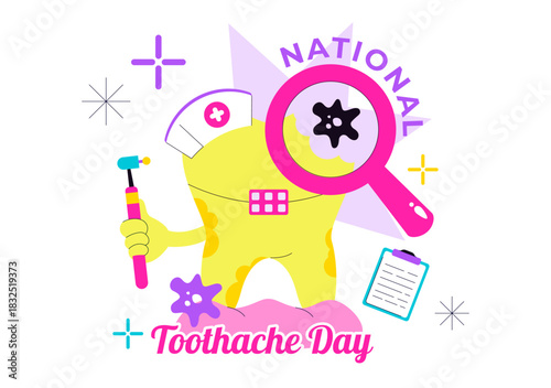 National Toothache Day Vector Illustration On February 9 Promoting Dental Hygiene To Prevent Pain Caused By Germs And Bacteria In Flat Background