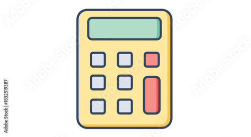 Illustration of a yellow calculator with buttons and a display screen.