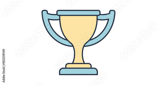 Illustration of a gold trophy with blue handles and base.