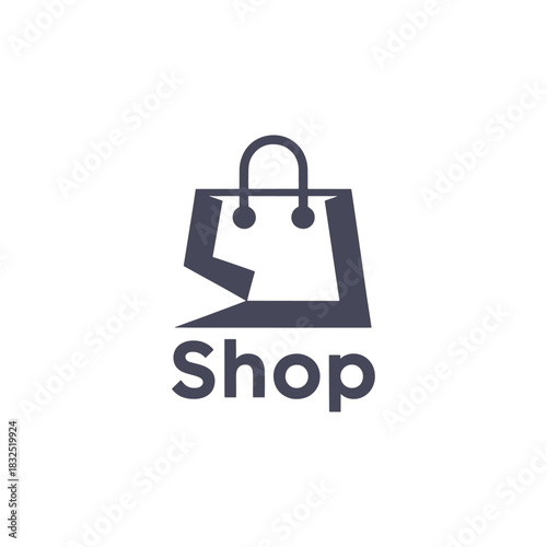 Modern shopping bag icon with sparkle