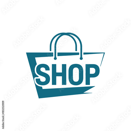 Modern shopping bag icon with sparkle