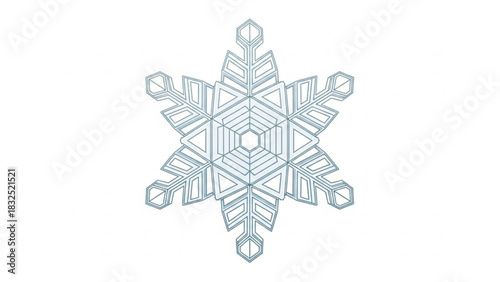 Intricate geometric snowflake design with sharp angles and layered triangular patterns on a clean white background
