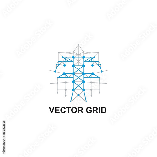 Intricate power transmission tower design showcases network connectivity and engineering innovation, perfect for energy, technology, and infrastructure concepts