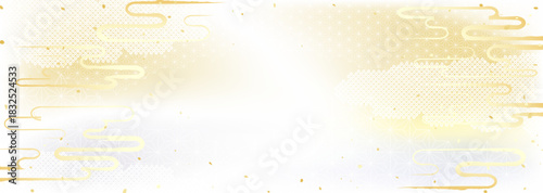 日本のいろいろな伝統模様を組み合わせた華やかな金銀の背景イラスト